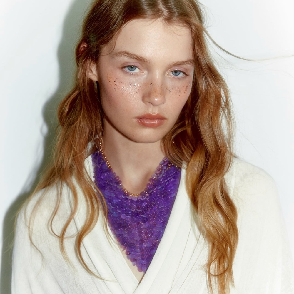 Zara Purple Crystal Multi-Strand Bib Necklace - Women Jewelry
